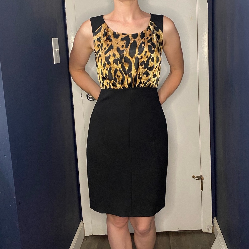 Little Black Dress with a Silky Leopard Print Twist